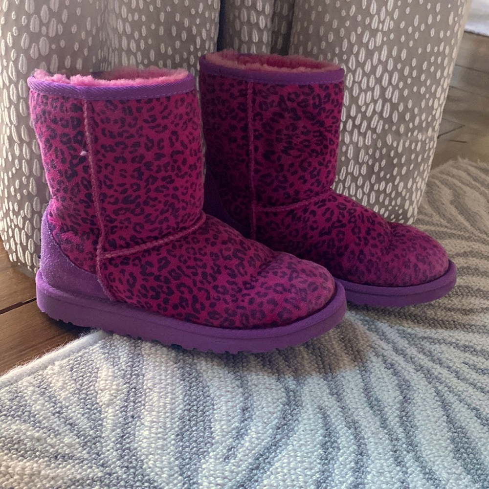 Girls leopard pink purple Uggs 3